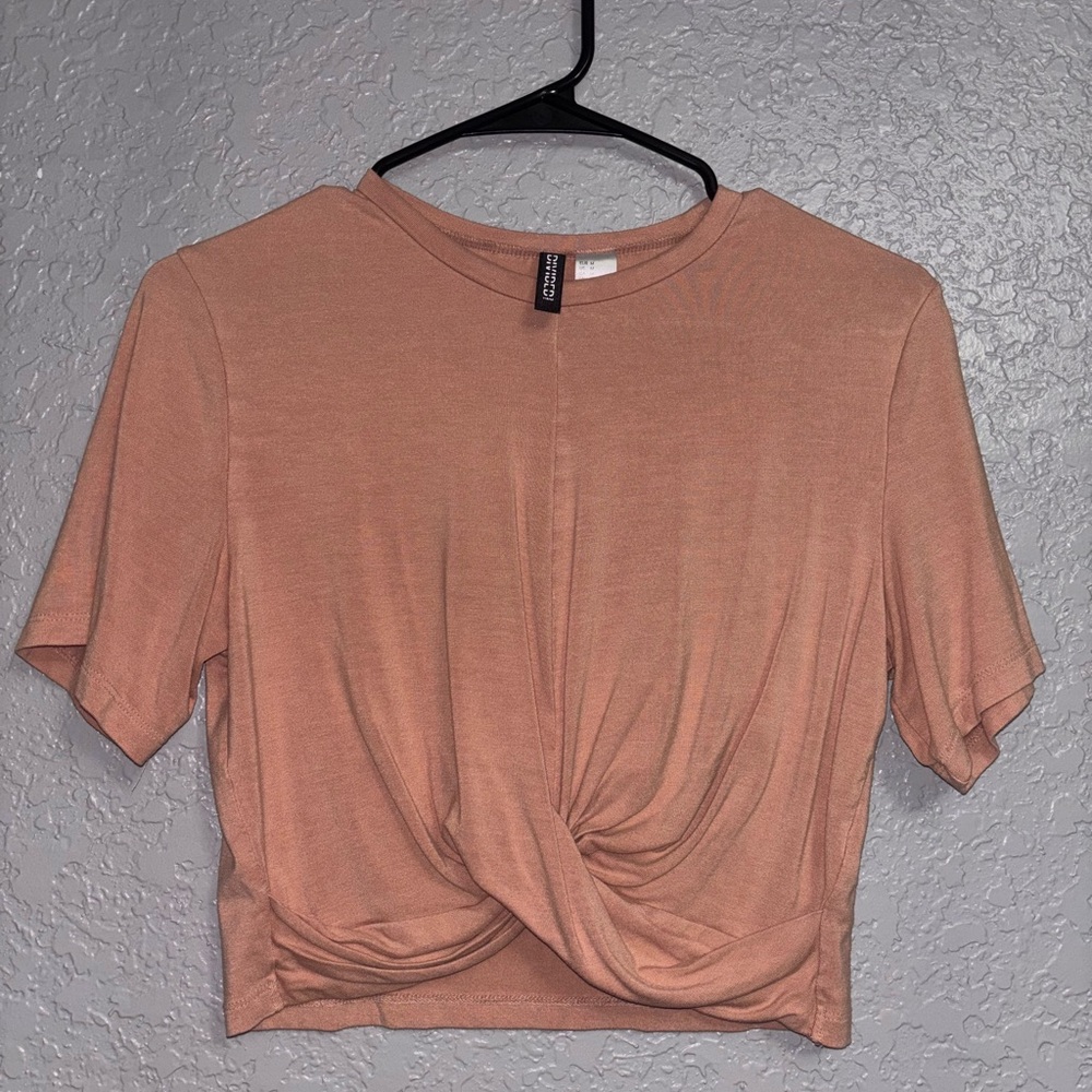 Divided Women's Twist Front Crop Top - Soft Peach